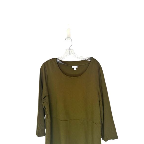 J. Jill Ponte Tunic Top Brown Basic 3/4 Sleeve Scoop Neck Basic Stretch Large - Picture 3 of 12